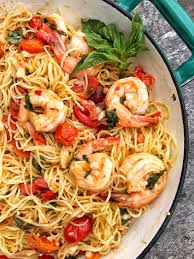 Pound Of Thin Spaghetti Or Angel Hair 2 Tablespoon Of Olive Oil 2 Tablespoons Cherry Tomato Pasta Angel Hair Pasta Recipes Shrimp Shrimp Recipes Healthy Easy