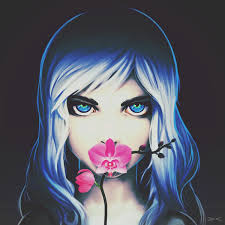 In the name of cuteness! 1018363 Face Illustration Anime Anime Girls Artwork Deviantart Blue Cartoon Black Hair Fan Art Red Flowers Mouth Head Eye Sketch Organ Mangaka Mocah Org