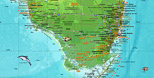 Geographische breite / geographische länge : Florida Landkarte Physikalisch 137 X 117cm