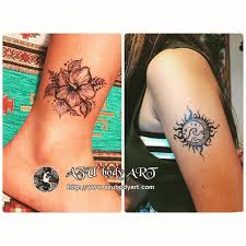 ハイビスカスと月太陽と波 ジャグア Jaguatattoo Jagua Mehndi
