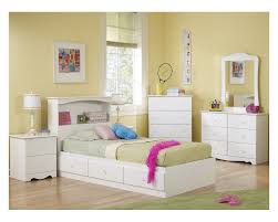 Charming 5 Piece Twin Bookcase Bedroom Set In White Sam Levitz Furniture Furniture Headboards For Beds Headboard