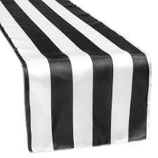 Stripe Satin Table Runner Black White Striped Decor Black Runners Black Round Table
