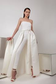 White Wedding Pantsuit And Skirt High Waist Skinny Pants Etsy Wedding Pantsuit White Pantsuit Wedding Alternative Wedding Dresses