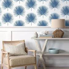 Palmetto Peel And Stick Wallpaper By Nextwall Lelands Wallpaper Peel And Stick Wallpaper Blue And White Wallpaper Coastal Wallpaper