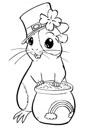 For the first coloring page, you can draw in the fur pattern that your guinea pig has, add some fun props like a bowtie, some flowers, or even sunglasses. St Patricks Guinea Pig Coloring Page Free Printable Coloring Pages For Kids