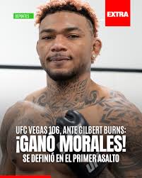 VAMOS, MICHAEL! 🇪🇨👏🏼 👉🏼 Apenas minutos del primer asalto le bastaron  a Michael Morales para vencer a Gilbert Burns, esta noche, en #UFCVegas106.  Fue la pelea estelar de la velada, en el