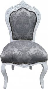 Hergestellt aus massivem buchenholz und webstoff. Casa Padrino Barock Esszimmer Stuhl Grau Muster Weiss Ohne Armlehnen Antik Mobel Limited Edition