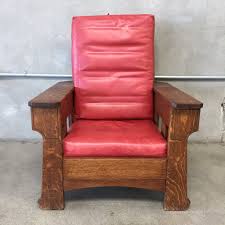 Vintage Mission Style Chair By Royal Chair Co Red Leather Cushion Pullout Ottoman Storage In Arm Oak 40 1 X2f 2 Quot X 33 Chair Cool Chairs Royal Chair
