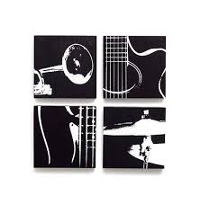 Black And White Music Artwork Music Wall Art Set Of 4 6 X 6 Inches Each Guitar Trumpet Etsy In 2020 Music Wall Art Music Painting Canvas Music Painting