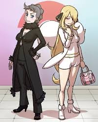 habatakuhituji, cynthia (pokemon), diantha (pokemon), creatures (company),  game freak, nintendo, pokemon, 2girls, bag, blonde hair, blue eyes, boots,  breasts, brown eyes, brown hair, cleavage, cosplay, costume switch, cynthia  (pokemon) (cosplay ...