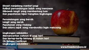 Puisi ini merupakan sebuah puisi berbentuk bebas. Puisi Tentang Lingkunganku Sekolah Rumah 4 Bait Freedomsiana