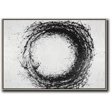 Black And White Paint Drip Art Hand Painted Oversized Horizontal Minimalist Drip Painting On Canvas Black And White Cz Art Design Black And White Painting Drip Painting Minimal Painting