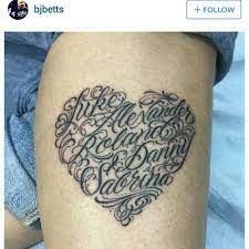 Names In A Heart Tattoo Tattoos Trendy Tattoos Mother Tattoos