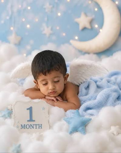 Dreamy Celestial Angel Baby 1 Month Milestone