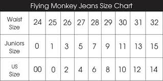 Flying Monkey Jeans Size Chart Gliks
