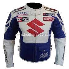Suzuki Icon White Leather Motorbike Biker Racing Jacket Motorbike Jackets White Motorcycle Jackets