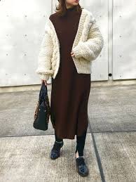 cream aunt marie sのワンピースを使ったコーディネート wear 着こなしいろいろ ワンピース アウター コーデ