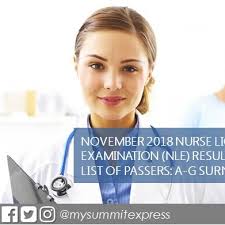 A-G List of Passers: November 2018 NLE nursing board exam result