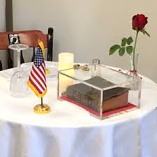This table is separate from the others and can be set for one to four place settings to represent each service participating in the event. Pow Mia Remembrance Bible Display Cases First Liberty