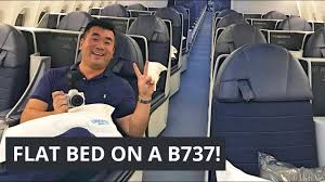 Every airplane will feature the new boeing sky interior, highlighted by modern sculpted sidewalls and window reveals, led lighting that enhances the sense of spaciousness and larger pivoting overhead storage bins. Flat Bed Luxury On A Boeing 737 Max Copa Airlines Youtube
