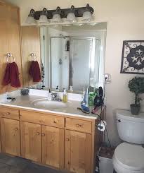 Diy Stick On Mirror Frame Bathroom Light Fixtures Light Fixture Makeover Bathroom Mirrors Diy