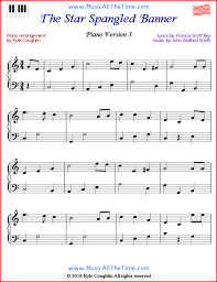 Select the image of the song below for a free, printable pdf of the melody. The Star Spangled Banner Piano Sheet Music