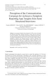 PDF) Perception of the Communication Campaign for @choum a Symptom  Reporting App: Insights from Semi Structured Interviews