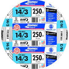 Romex 4/3 with ground electrical wire 100ft. Wire Encore Nm B 14 3 Wg 250 Ft Romex 14 3 Made In Usa Business Industrial Electrical Equipment Supplies