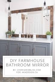 Change the builder grade mirror that was there when you moved in! Diy Farmhouse Bathroom Mirror Tutorial