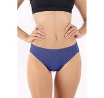 Women's Cottonique W22207 Latex Free Organic Cotton High Cut Panty - 2 Pack  (Melange Blue 5)
