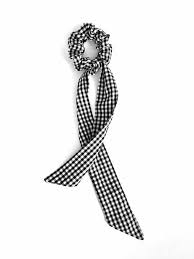 Black And White Scarf Clipart Fall Hair Scarf Scrunchie Black And White Check Hair Ribbon Etsy Scarf Hairstyles Fall Hair Hair Ribbon