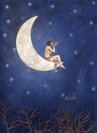 Woman Sitting On The Moon Art Moon Art Vintage Moon Celestial Art
