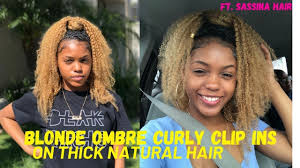 This kinky curly hair clip in are fun for girls who want to add a temporary touch to their natural hair hair can be cut, straightened, curled, colored and washed just like their natural hair!!! Blonde Ombre Kinky Curly Clip Ins Tutorial Ft Sassina Hair Youtube