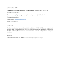 Pdf Improved Covid 19 Testing By Extraction Free Sars Cov 2 Rt Pcr