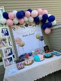 Pink Blue Floral Custom Backdrop For Baby Shower Gender Reveal Party B Ubackdrop