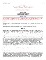 Pdf Prediction Of One Repetition Maximum 1 Rm Strength