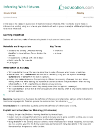 Inferring With Pictures Lesson Plan Education Com Lesson Plan Education Com Inference Lesson How To Plan