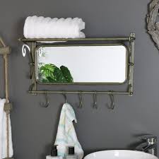 Rustic design adds unique beauty: Rustic Metal Mirror With Shelf And Hooks
