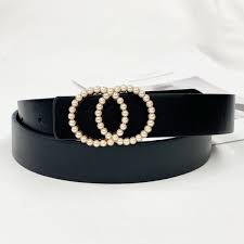 9 04 30 Off حزام جلد النساء الخصر الفاخرة أسود أحمر أحزمة لل فساتين الجينز امرأة اللؤلؤ Studded مشبك الفتيات ا Luxury Belts Fashion Belts Belts For Women