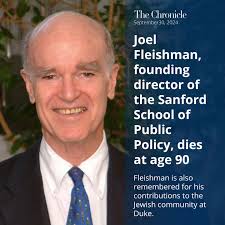 Joel Fleishman, professor of law and public policy and the namesake of the  Fleishman House, died at age 90 after over 53 years of service to the  University. Fleishman was the founding