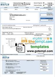 Australia Sydney Water Utility Bill Template Fully Editable In Word Format Bill Template Utility Bill Water Utilities