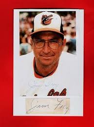 JIM FREY-BALTIMORE ORIOLES AUTOGRAPHED CUT WITH 4X6 COLOR PHOTO-d-2020