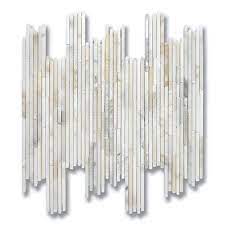 Calacatta (p) 3/4 slab, heavy rain calacatta (h), calacatta (p), sand (clear) 1 x 6 brick mosaic. Calacatta Heavy Rain Mosaic Honed Polished Decorative Materials