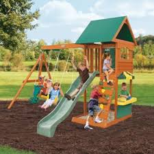 Their big backyard brand offers a wide range of products includi. Big Backyard By Solowave Augusta Ii Outdoor Play Centre Sears Wooden Swing Set Wooden Playset Backyard Playground