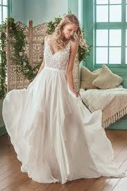 Isabella F201007 Pretty Flowy A Line Bridal Gown With A Flattering V Neckline Gorgeous Allencon L Elegant Wedding Dress Wedding Dress Chiffon Wedding Dresses