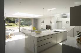 Crook A Minimal White Marble Kitchen From Roundhouse Design Open Plan Kitchen Living Room Living Room Kitchen Open Plan Kitchen Dining Living