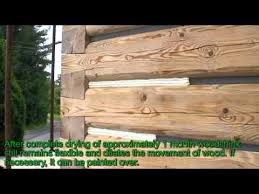 Log cabin sauna in the forest, diy build: Woodchink Sealing Log Home With Flat Logs Style English Flv Youtube