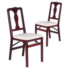Have To Have It Stakmore Queen Anne Wood Folding Chairs With Upholstered Seat Set Of 2 125 98 Wood Folding Chair Wooden Dining Chairs Dining Chairs