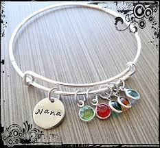 Birthstone Bracelet For Grandma Nana Bracelet With Grandkids Birthstones In 2020 Wire Bangle Bracelets Nana Bracelet Wire Bangles