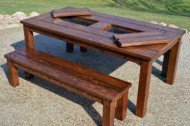 Patio Table Witih Built In Drink Coolers Kruse S Workshop On Remodelaholic Rustic Patio Furniture Patio Table Plans Diy Patio Table
